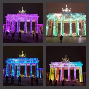 Visual Mapping - Das Brandenburger Tor bei verschiedenen Lichtinszenierungen beim Festival of Lights 2016.