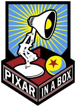 Logo der Workshop-Reihe "Pixar in a Box" wozu auch der Storytelling-Workshop gehört.
