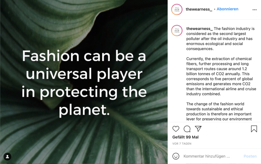 W&V Green Marketing Day - The Wearness Instagram