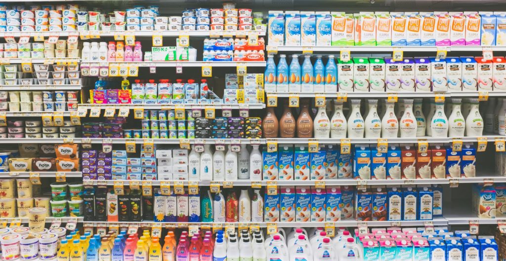 Regal im Supermarkt inkl. Produkten mit Health Claims