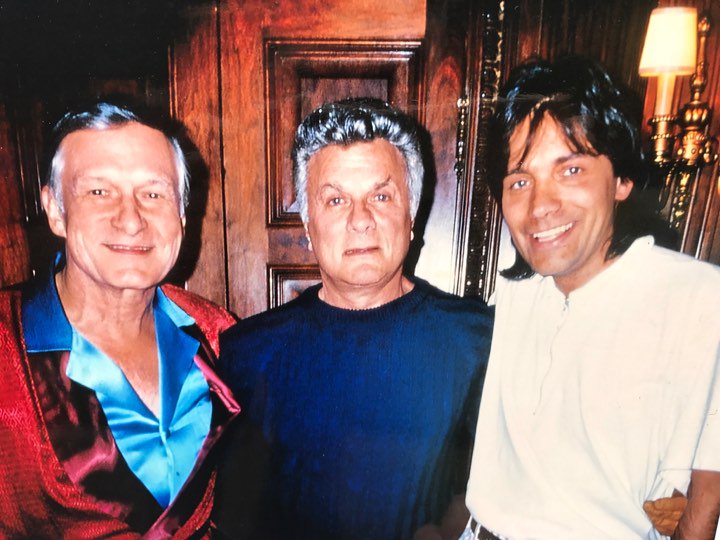 David Rienau mit Hugh Hefner und Tony Curtis
